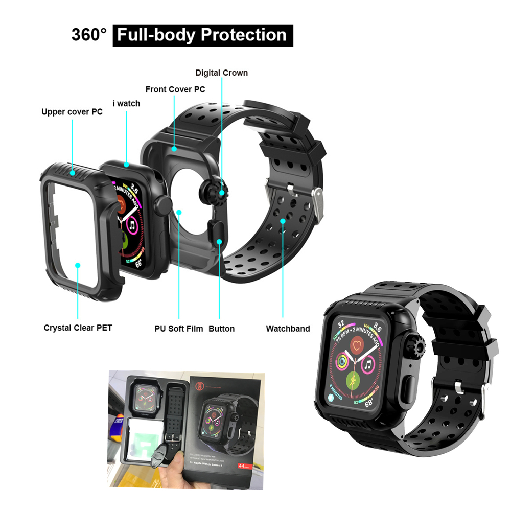 Soft Silicone Band Wirst Straps With Full Body Rugged Cover Proof Drop Case With Built-in Screen Protector for Apple Watch iWatch Series 4
Soft Silicone Band Wirst Straps With Full Body Rugged Cover Proof Drop Case With Built-in Screen Protector for Apple Watch iWatch Series 4