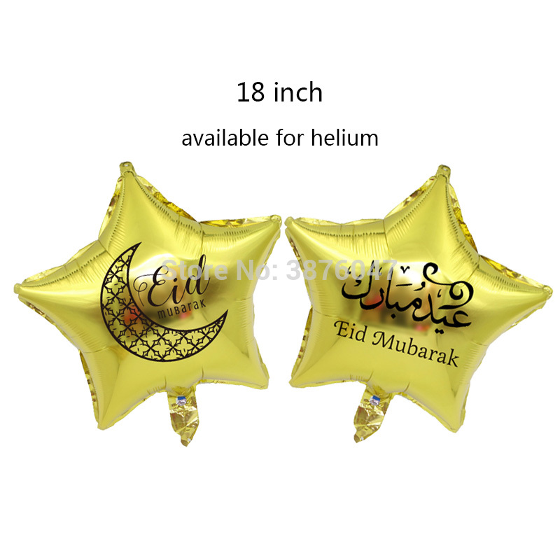 eid mubarak balloon Islam Muslim new year festival party decoration clear gold silver confetti foil star printed balloon banner