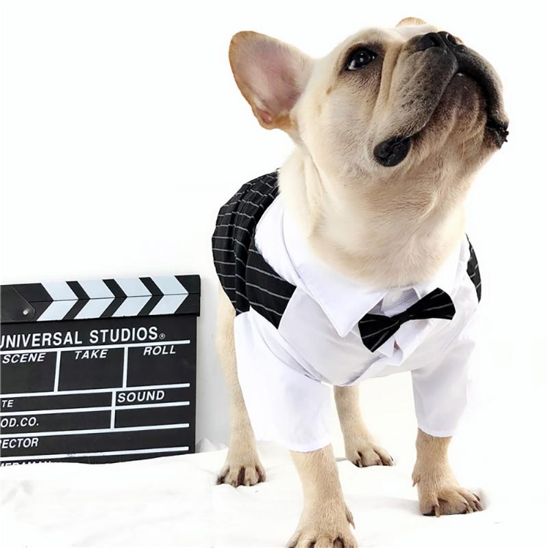 Gentleman Dog Clothes Wedding Suit Formal Shirt For Small Dogs Bowtie Tuxedo Pet Outfit Halloween Christmas Costume For Cats