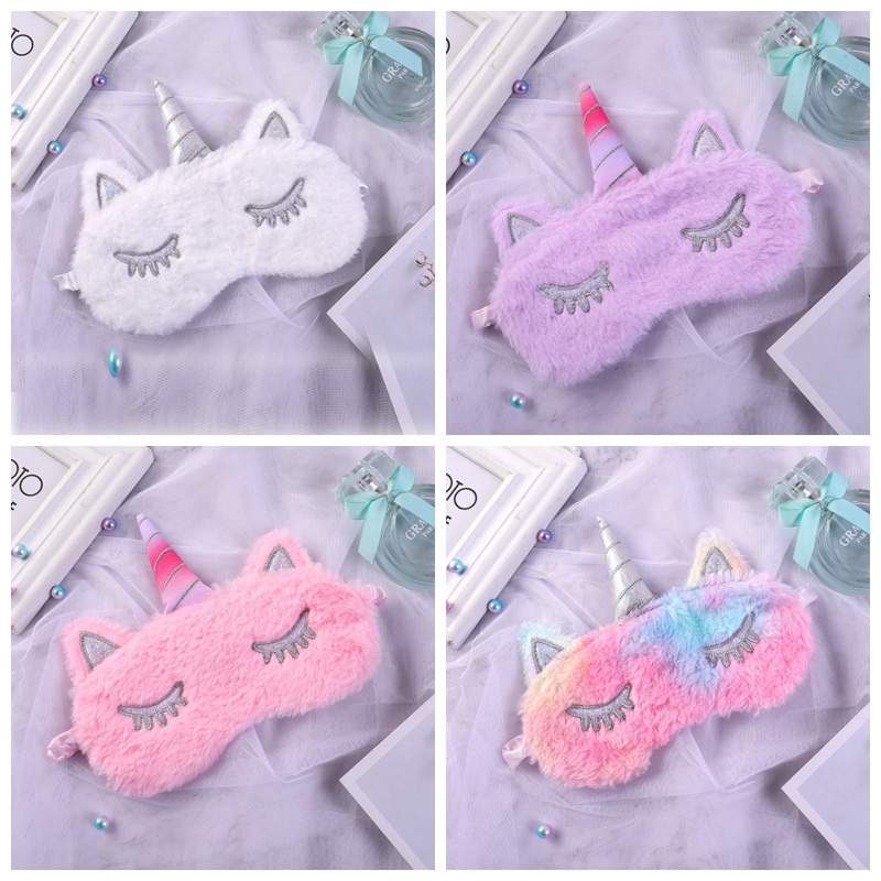 Unicorn Sleep Mask Cartoon Plush Eyes Mask Shading Soft Travel Rest Sleep Masks For Men Women Antifaz Para Dormir De Unicornio Schlafmaske Mit Einhorn