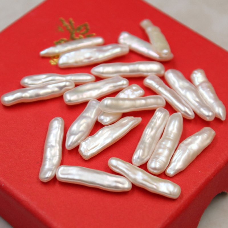 Fashion Trend Gift DIY Pearl Beads Huge Natural Cultured Toothpick Fine Pearl 6*22mm Strand Natural White Long Stick Biwa Pearl Long Beads