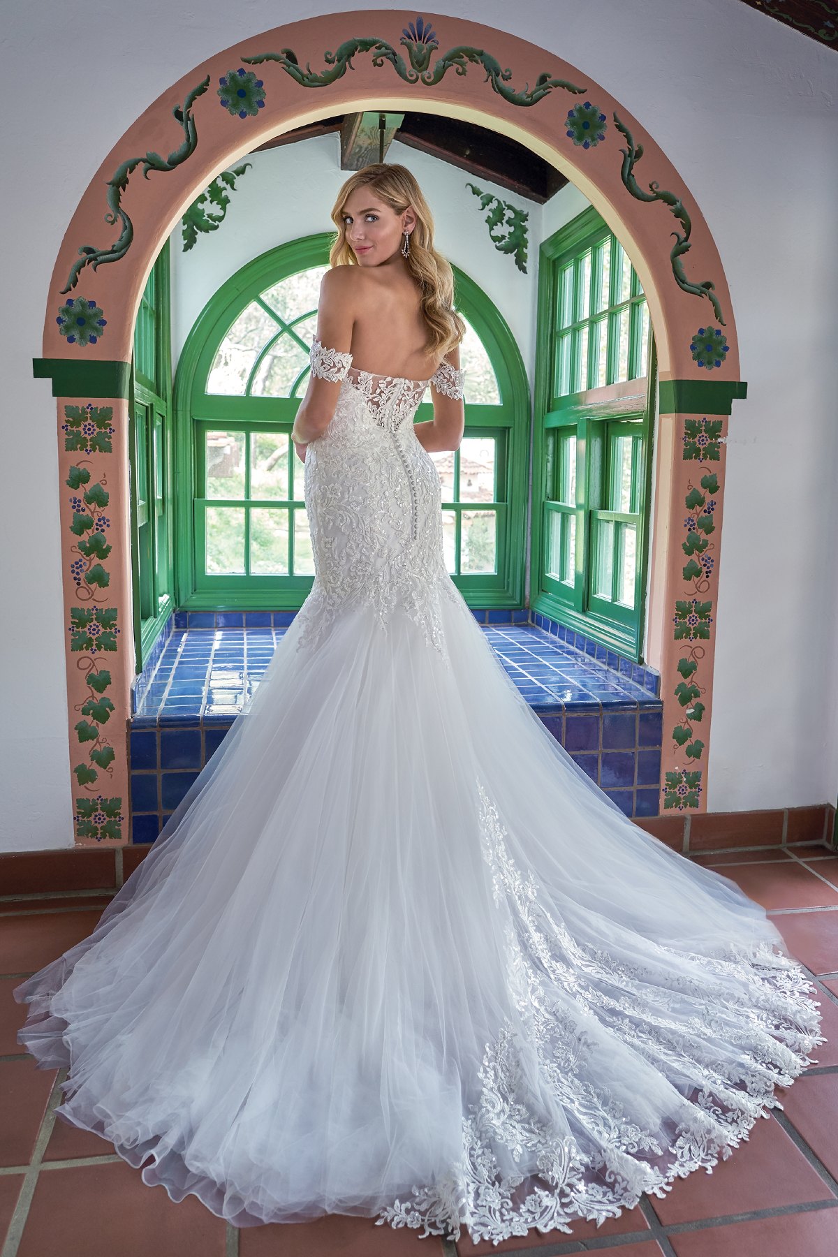 2019 Jasmine Mermaid Wedding Dresses Lace Applique Sequins Off The Shoulder Country Wedding Dress Sweep Train Custom Made Vestidos De Novia