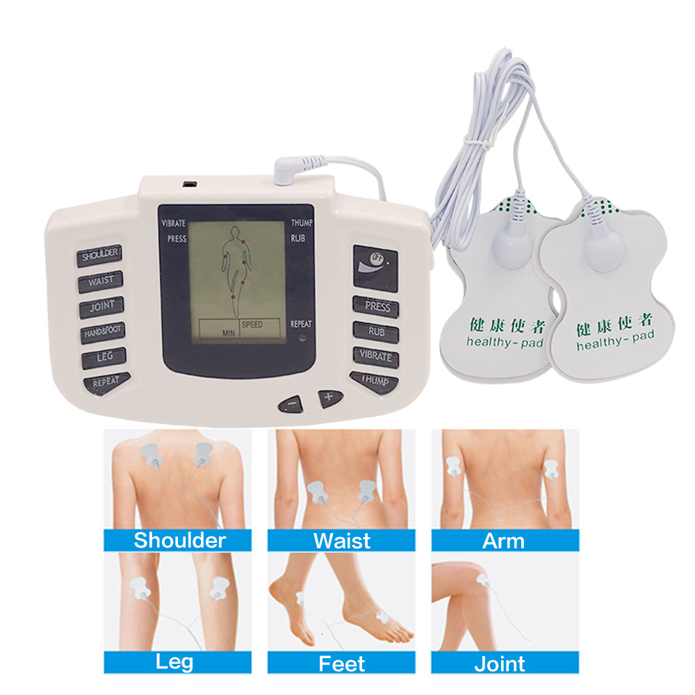 16PADS En RU ButtonElectric body massage Tens Acupuncture Machine Electrod Pads Muscle Stimulator Healthy care Y191203