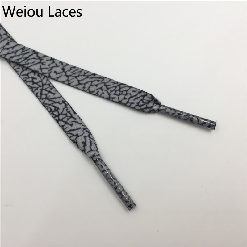 Weiou Galaxy Popular Elephant Printed Shoelaces Plain Flat Shoe Lace monolayer sublimated Ribbon Decor boot laces Strings grey black 120cm