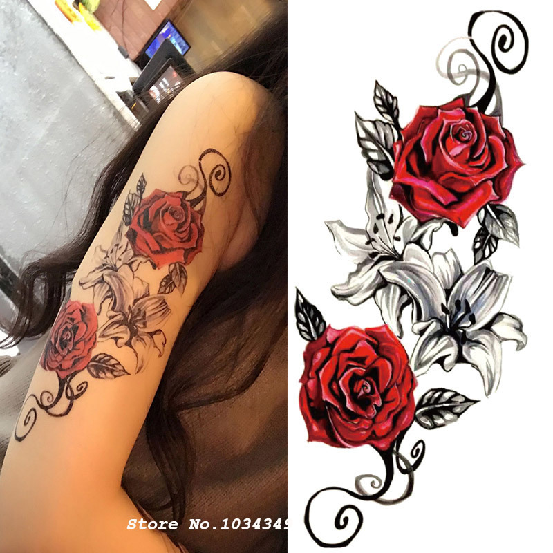 1pcs Watercolor Flower Temporary Body Tattoo So Beautiful Can Be Used For Shoulder,thigh, Or Back Body Decor