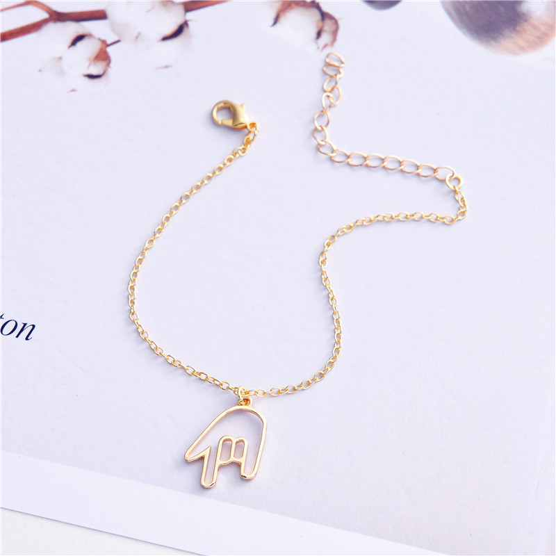 5PCS Outline Small Rock Roll Hand Gesture Bracelets Simple ASL I Love You Sign Language Palm Europe America Music Charm Chain Jewelry