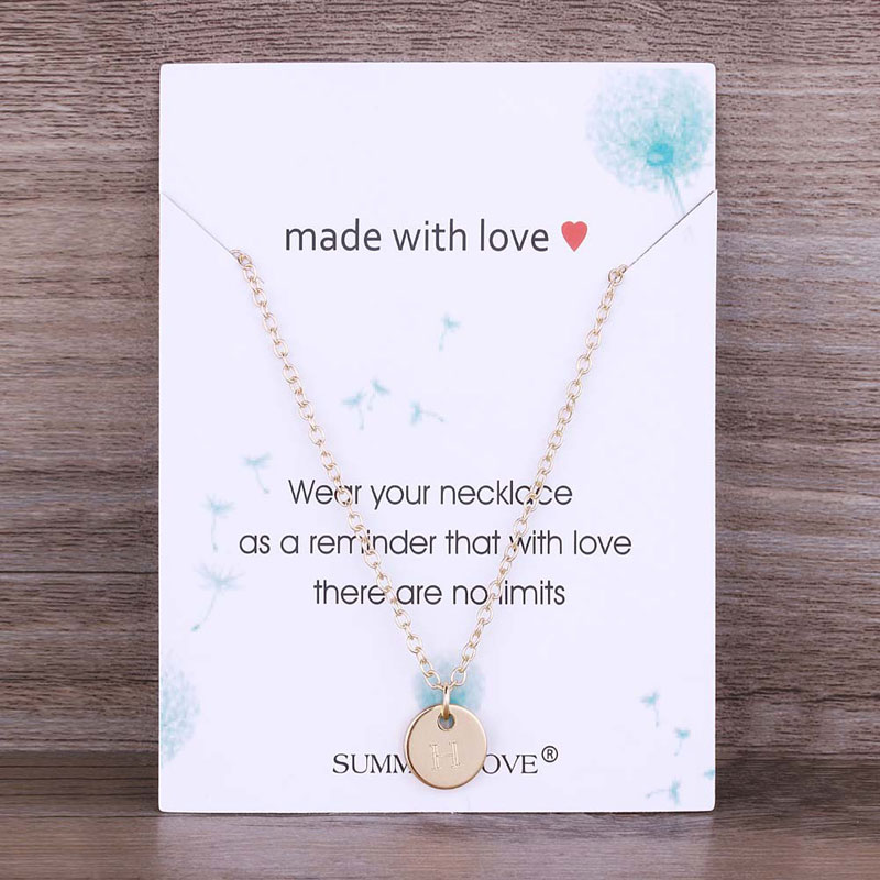 New 26 Letters Fashion Round disc Initial Simple Pendant Necklaces Women Men Friends Short Alphabet chains Necklace Jewelry Free Shipping
New 26 Letters Fashion Round disc Initial Simple Pendant Necklaces Women Men Friends Short Alphabet chains Necklace Jewelry Free Shipping