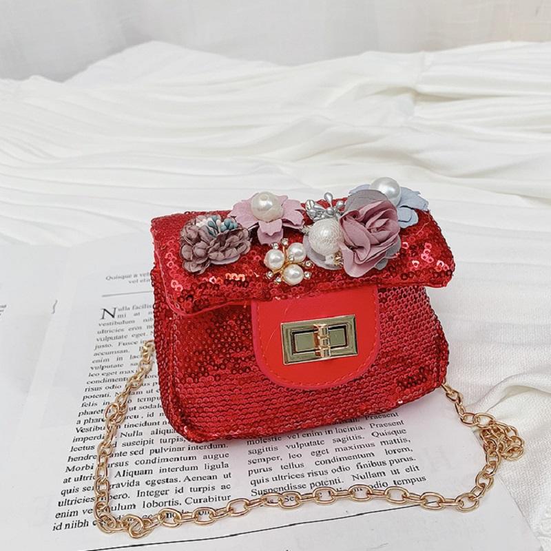 PU leather paillette floral women round coin purse kids wallet children small pouch money bag bolsa carteira feminina for girls