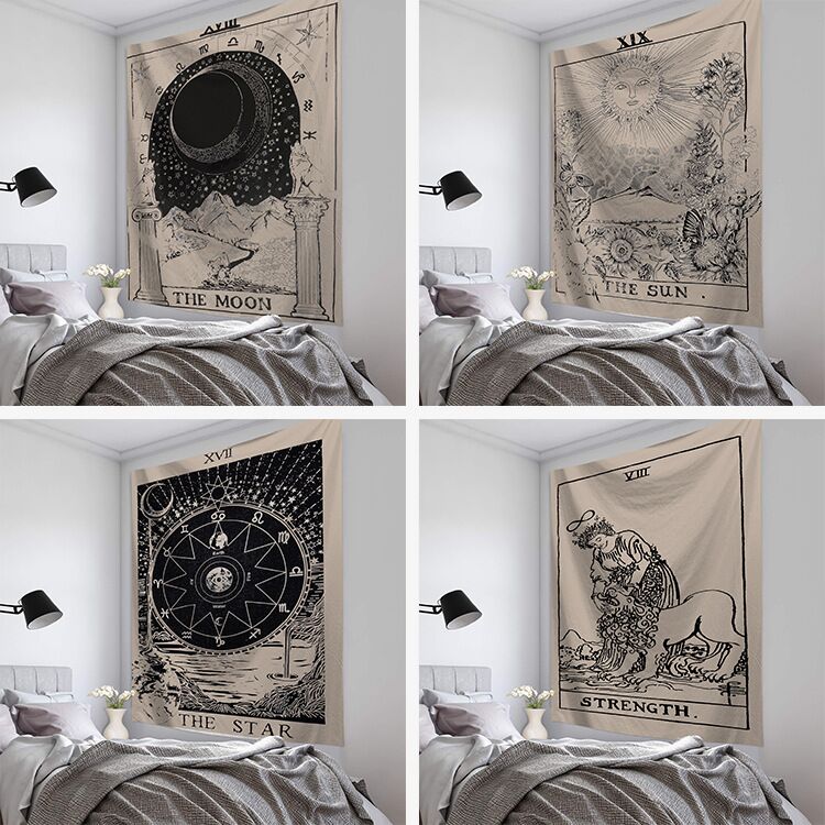 

95*73cm Tarot Sun and Moon Pattern Blanket Tarot Indian Mandala Tapestry Wall Hanging Bohemia Gypsy Home Bedroom Decorating Throw