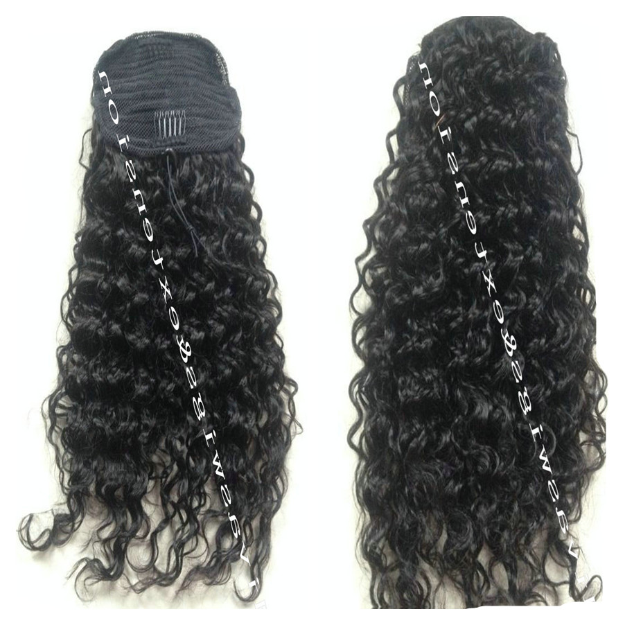 Afro Kinky Curly human hair ponytail extensions Kinky Curly drawstring human hair ponytail hairpieces natural curly clip in ponytail 140gram