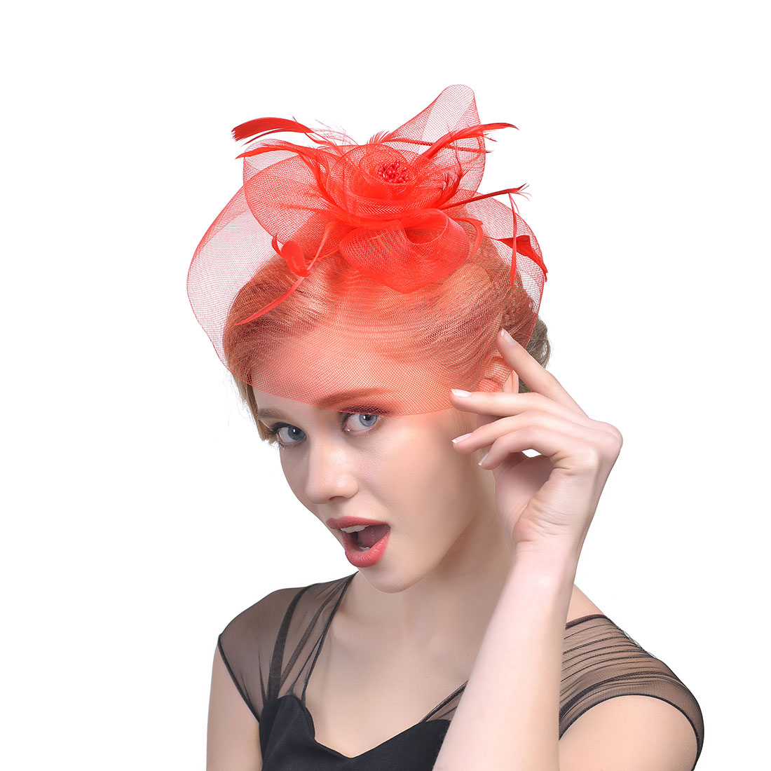 Bridal hats Feather Fascinator Hair Bridal Birdcage Veil Hat Wedding Hats Fascinators Cheap Femin Hair Flowers For Wedding Party