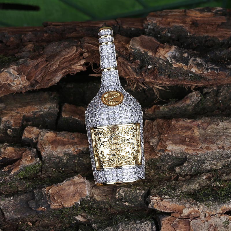 Personalized Whiskey Bottle Pendant Necklace Hip Hop Men's 18K Gold Plated New Style Charm Pendants Jewelry