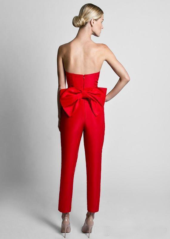 2020 New Hot Sale Red Jumpsuits Formal Evening Dresses With Detachable Skirt Sweetheart Prom Dresses Party Wear Pants for Women