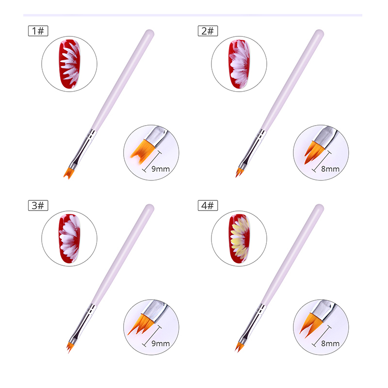 tamax NAB001 8pcs Nail Art Brushes Smile Half Moon Shape DIY PRESS Petal Flower Gradient Fade Color Painting Drawing pen free shipment