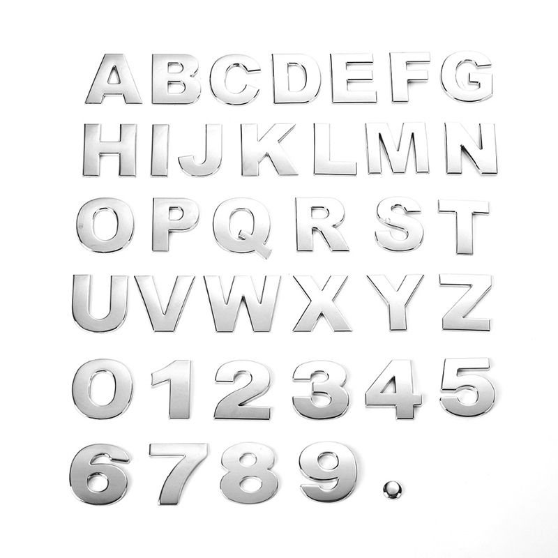3D Metal Emblem Car Stickers 26pcs Letters 9pcs Numbers Chrome DIY Car Badge Logo Decoration 2.5cm Automobile Motorcycles Decales