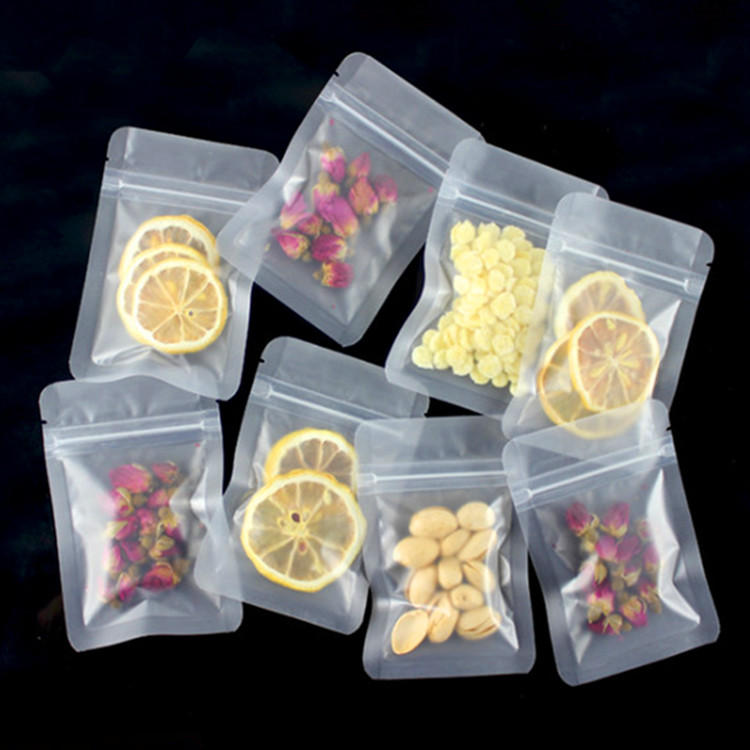 100pcs Flat Bottom Frosted Plastic Zip Lock Bag Resealable Matte Snack Sugar Candy Chocolate Corn Powder Wedding Party Birthday X-mas Gift Packaging P