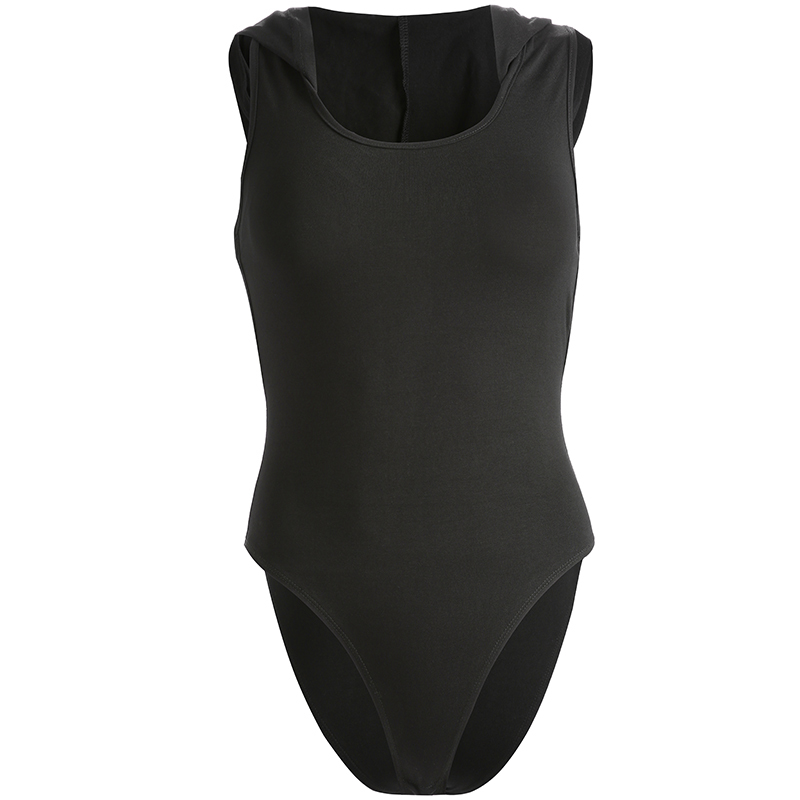 Rapwriter Sexy Backless Solid Star Cross Bandage Hoodied Bodysuits Women 2019 Spring Streetear Sleeveless Open Crotch Bodysuit T200116