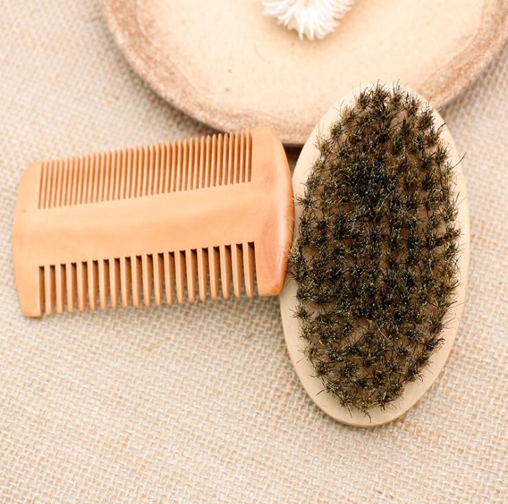 Boar Bristle Beard Brush Handmade Beard Comb Kit For Men Mustache With Bag Kit De Peine De Barba Hecho A Mano Para Hombres Bigote Cepillo Para Barba D