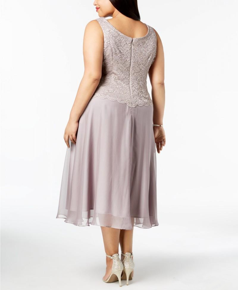 Plus Size Lace Mother of Bride Dresses With Jacket Cheap Wedding Guest Gowns Tea Length Mother Dress Custom