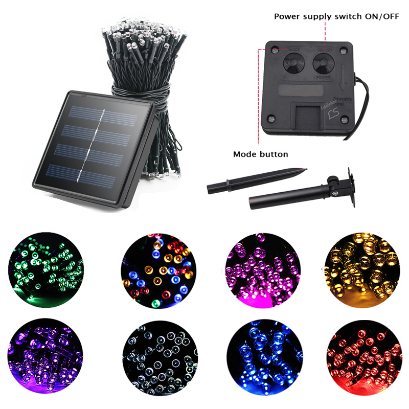 Solar String Lights 100LEDs 200LEDs Outdoor Lighting String Waterproof 8 Modes Decorative Fairy Lights for Garden, Patio Party, Xmas