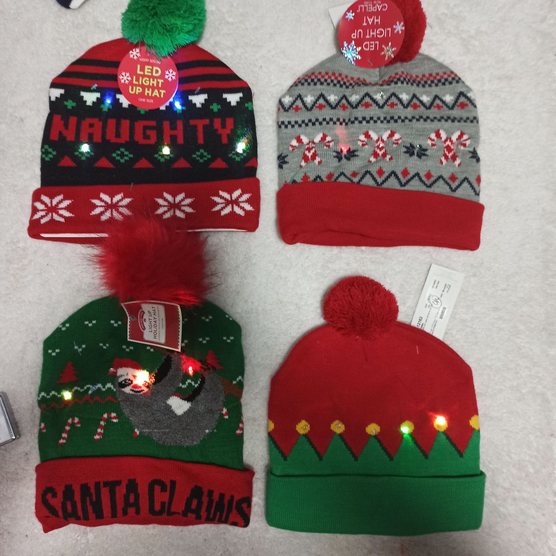 Kids Christmas Hats LED Light UP Hat Santa Claws Funny Hats Knitted Hat for Kid For Christmas Party