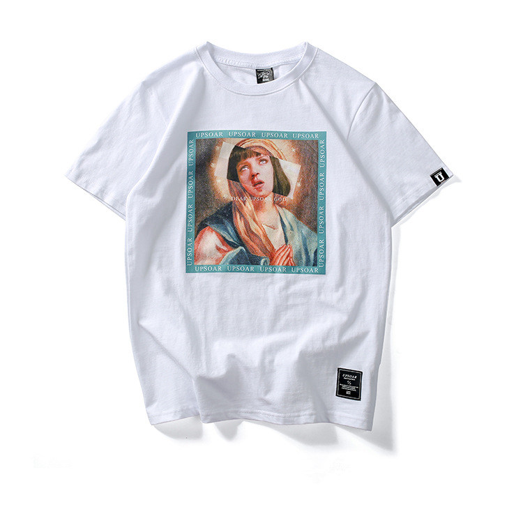 Summer New Original Trendy Personality Simple Pattern Printed Short-sleeved Cotton Round Neck Men's And Women's Short-sleeved T-shirt