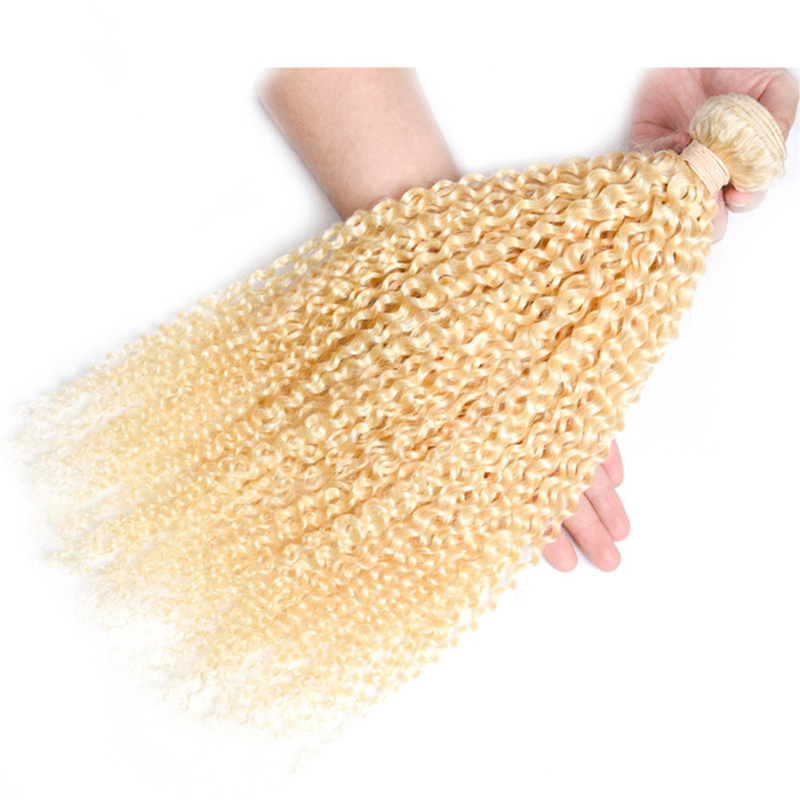 DHL Fedex Free 100g/piece 3pcs/lot brazilian malaysian blonde hair color 613 kinky curly blonde hair