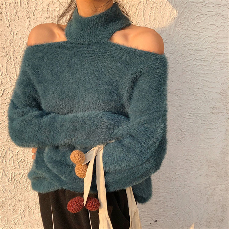 Long Sleeve Sexy Halter Off Shoulder Sweater Women 2020 Autumn Winter Warm White Pink Pullover All Match Solid Knitted Sweater Tops, Same as picture
Long Sleeve Sexy Halter Off Shoulder Sweater Women 2020 Autumn Winter Warm White Pink Pullover All Match Solid Knitted Sweater Tops, Same as picture