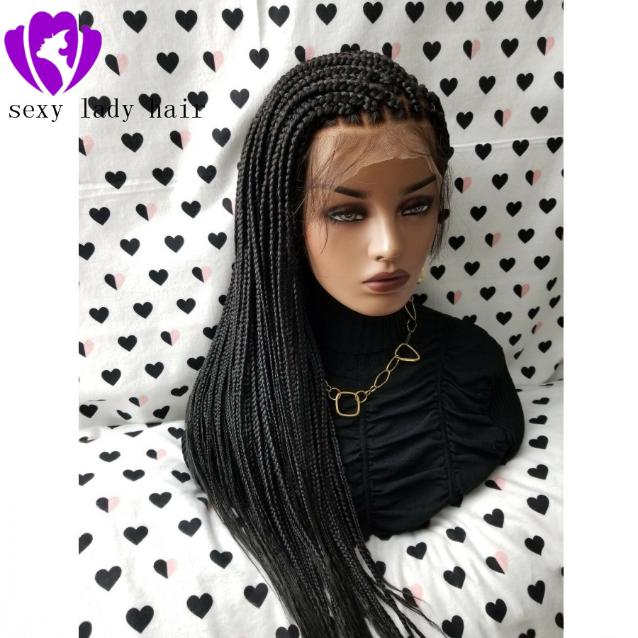 Fully Hand Braided Lace Frontal Box Braids Braid wig with baby hair black/brown/burgundy /ombre color braiding hair wig for black women