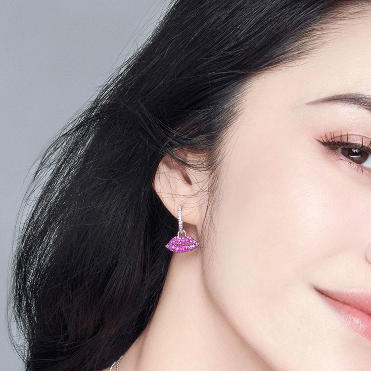 Fashion-and the United States explosion models s925 silver needle micro inlaid zircon color ab mouth earrings jewelry