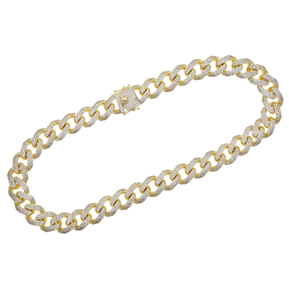 Gold Silver Full Miami Curb Cuban Chain necklace CZ Iced Out Bling cubic zircon paved Men's Hip hop fashion Necklaces 15MM Rock Jewelry