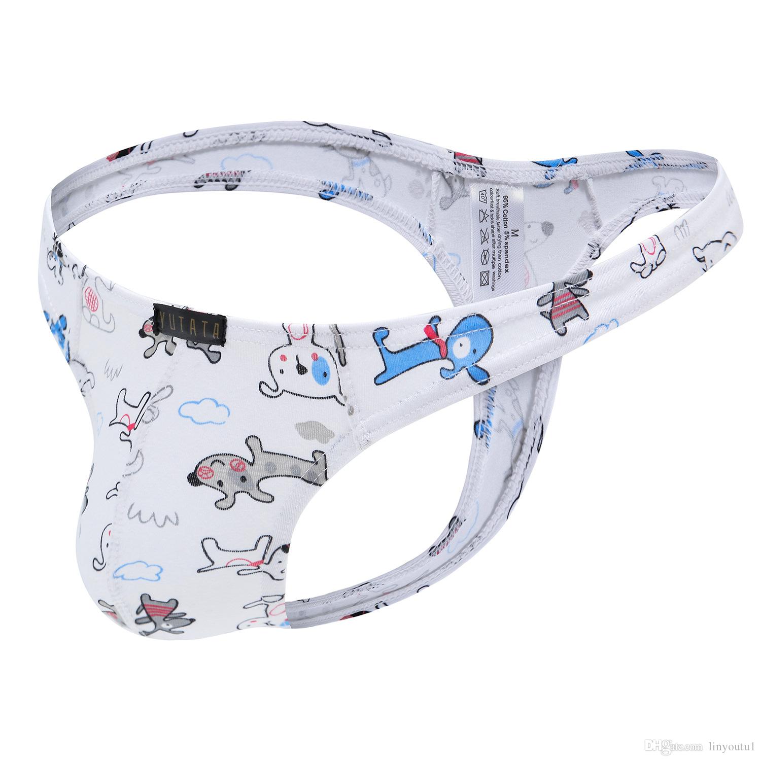 2020 Male underwear sexy underpants cartoon print men's seamless G-string man casual thongs gay summer breathable underwear panties
