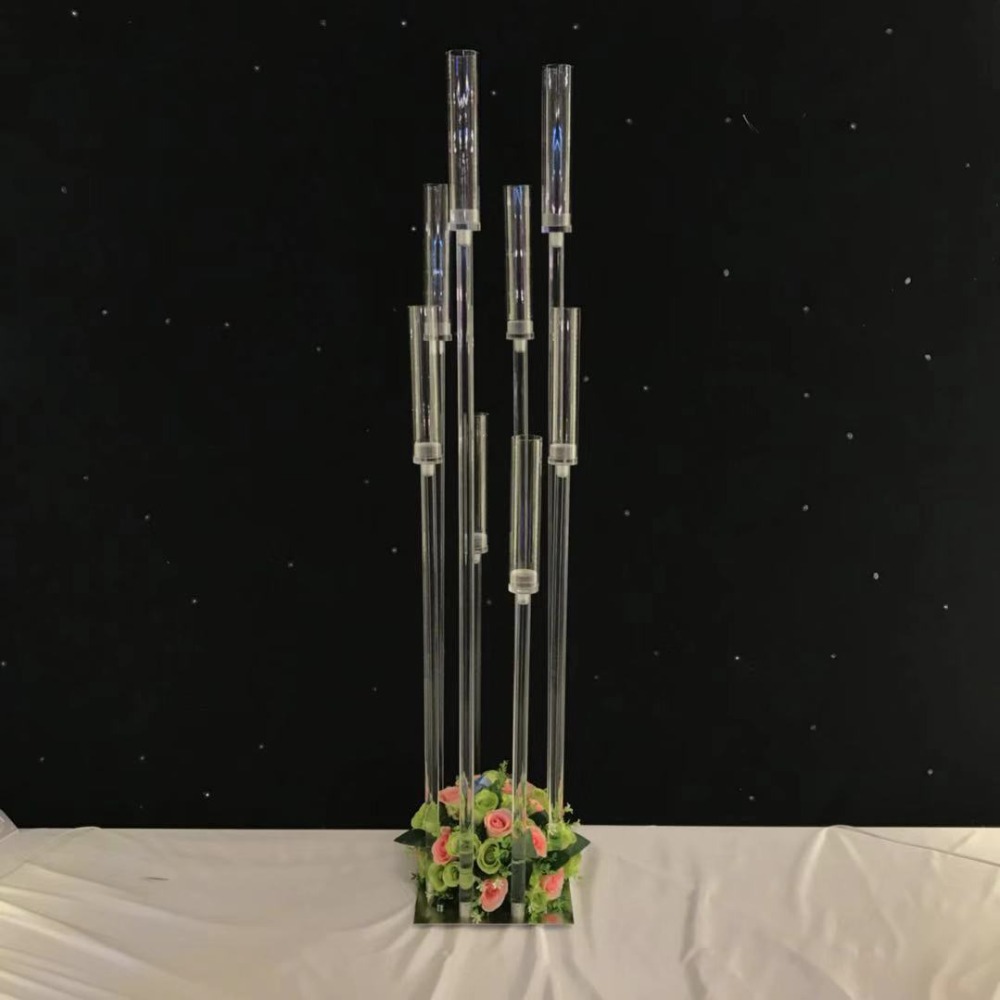 Acrylic 8 Arms Candelabra Heads Wedding Table Centerpiece Flower Stand Holders Candelabrum Party Family Gathering Home Decoration XJ260305
