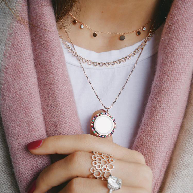 fashion jewelry 2019 New rainbow cz circle polished round coin tag customize name necklace