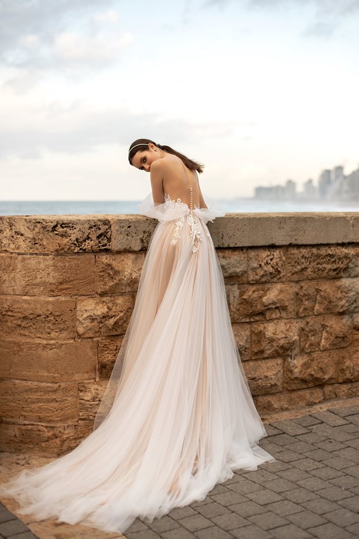 idatorez beach a line wedding dresses off shoulder lace appliques bridal gowns high split backless sweep train wedding dress