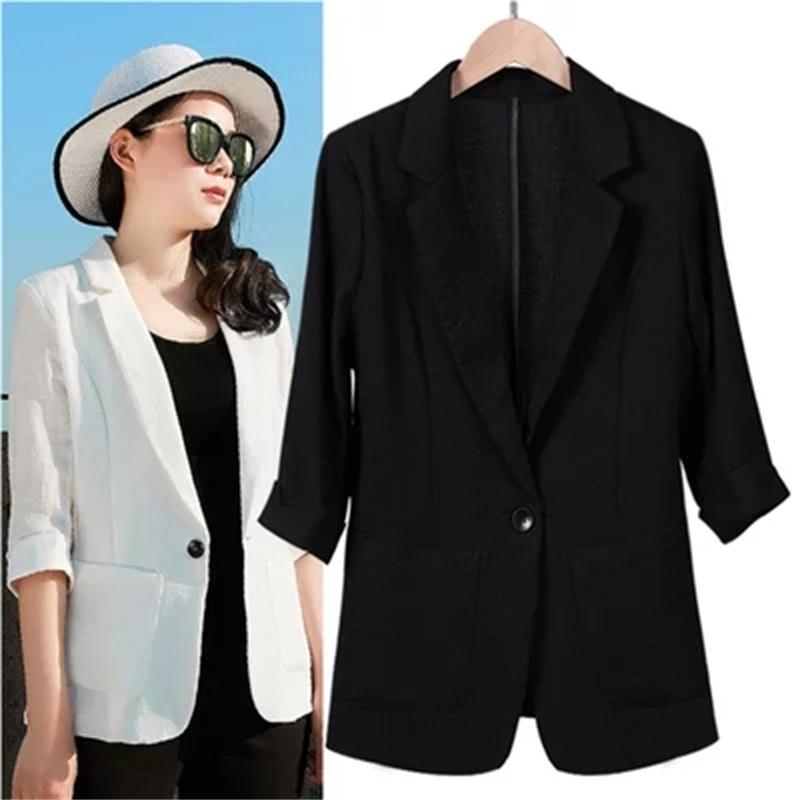 Women Blazers NEW Casual summer thin cotton and linen Slim seven-sleeved linen Plus Size 7XL Work Wear professional suit
Women Blazers NEW Casual summer thin cotton and linen Slim seven-sleeved linen Plus Size 7XL Work Wear professional suit