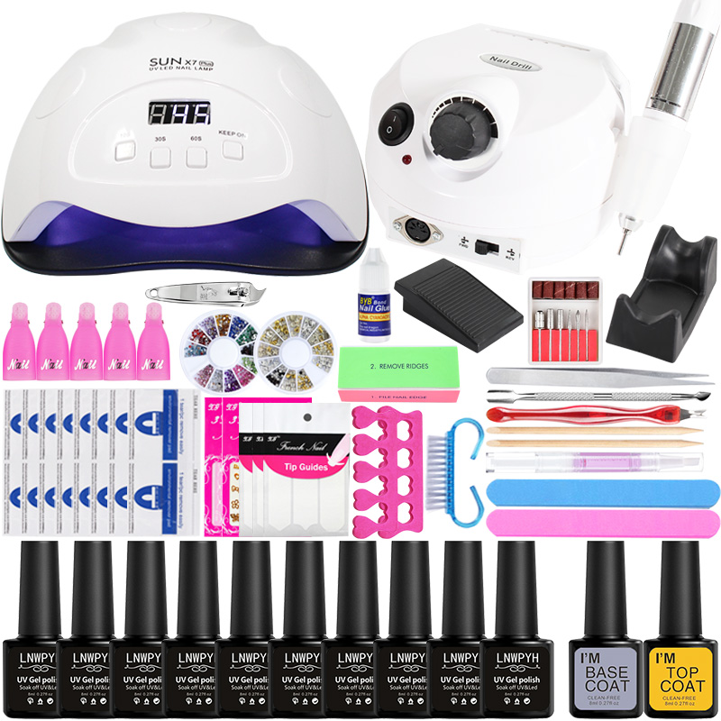 Manicure Set Nail Kit With 84/54/24W Nail Lamp drill Machine 10 PCS Gel Polish for Manicure Art Tools set
Manicure Set Nail Kit With 84/54/24W Nail Lamp drill Machine 10 PCS Gel Polish for Manicure Art Tools set