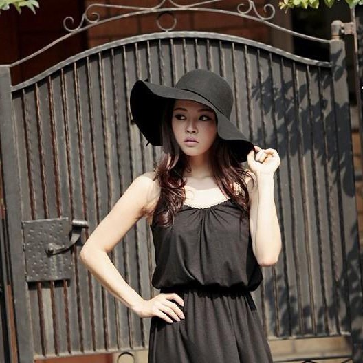 2018 simple Vintage Retro Kids Child Girl Hats Fedora wool Felt Crushable Wide Brim Cloche Floppy Sun Parent-child Beach Cap D19011102