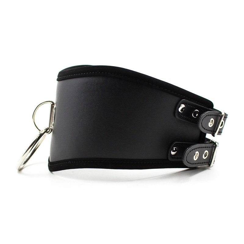 Black PU Leather Posture Neck Collar Bondage Restraint Belt Slave Fetish Bondage Neck Strap Harness Sex Toys For Couples Y18102405 - view 4