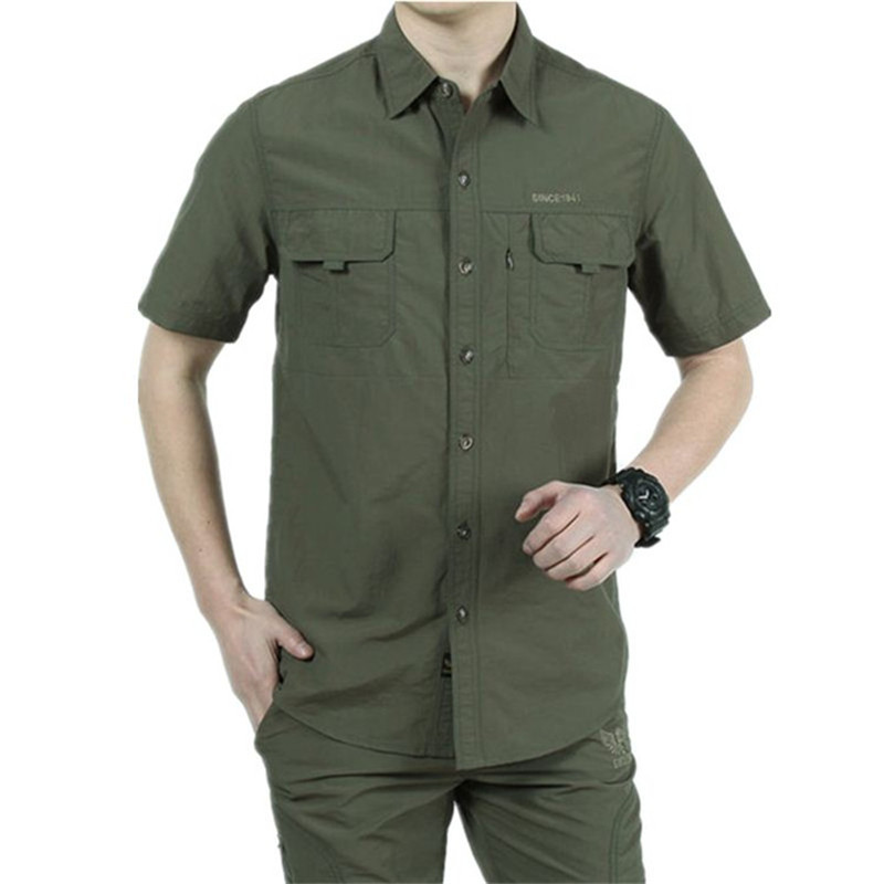 Men Quick Dry Shirts Summer Outdoor Short SleeveTrekking Hiking Sports Tops Breathable Male Fishing Work Shirts CYF105, Khaki
Men Quick Dry Shirts Summer Outdoor Short SleeveTrekking Hiking Sports Tops Breathable Male Fishing Work Shirts CYF105, Khaki