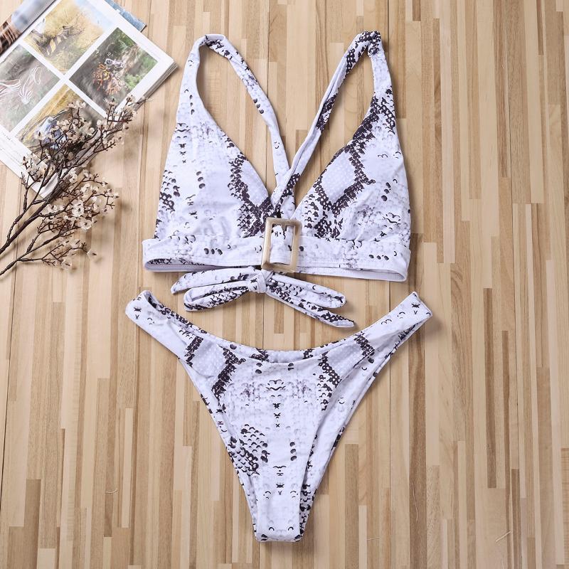 Women Deep V Open Back Bikini Top Plus Thong Bottom Sets Bikini Snakeskin Swimsuit Two Pieces Set Summer Swimming Suits, As photo shows
Women Deep V Open Back Bikini Top Plus Thong Bottom Sets Bikini Snakeskin Swimsuit Two Pieces Set Summer Swimming Suits, As photo shows