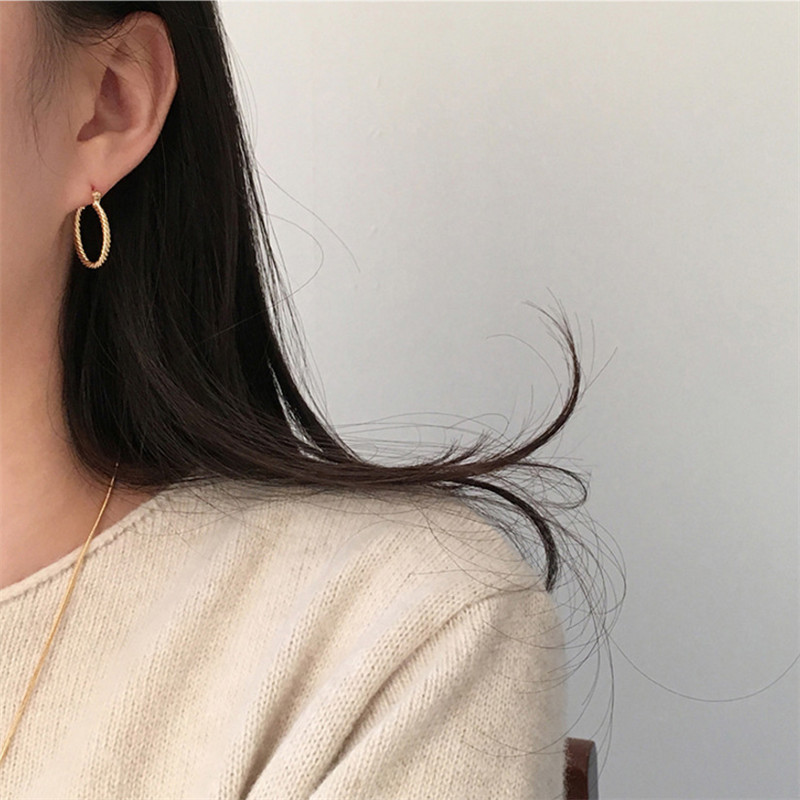 925 Sterling Silver Twist Circle Earrings For Women New Fashion 15MM 20MM Geometric Hoop Earring Fine Jewelry