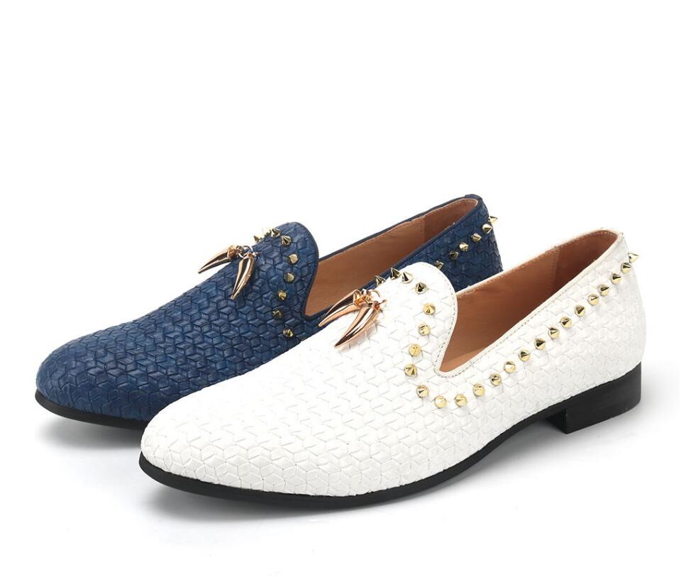 Italy Style Men Birthday Gift Leather Shoes Fashion Metal Pendant Slip On Male Handmade Loafers Men's Smoking Slippers Flats I45, Blue
Italy Style Men Birthday Gift Leather Shoes Fashion Metal Pendant Slip On Male Handmade Loafers Men's Smoking Slippers Flats I45, Blue