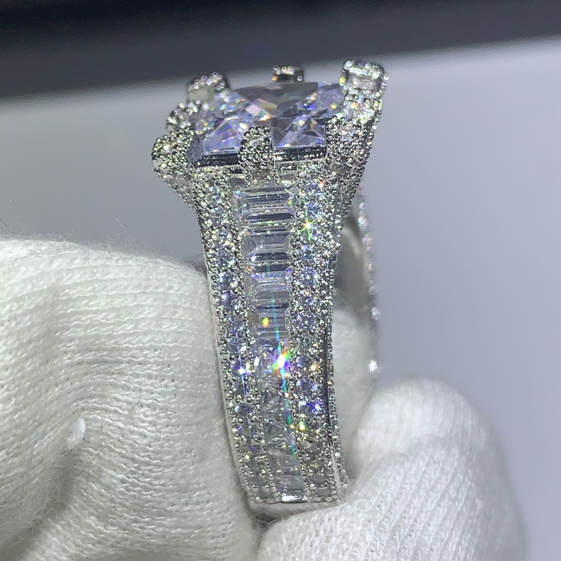 Choucong Brand New Vintage Fashion Jewelry 925 Sterling Silver Princess Cut White Topaz CZ Diamond Women Wedding Bridal Ring Set Gift