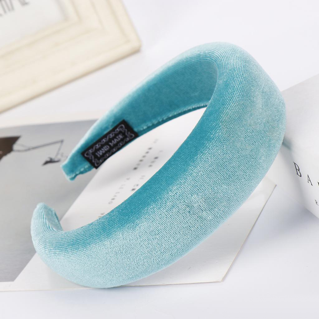 16 Colors Women Padded Wide Sponge Headband Glitter Velvet Sweet Candy Color Hair Hoop Vintage Party Stretchy Thick Headpiece