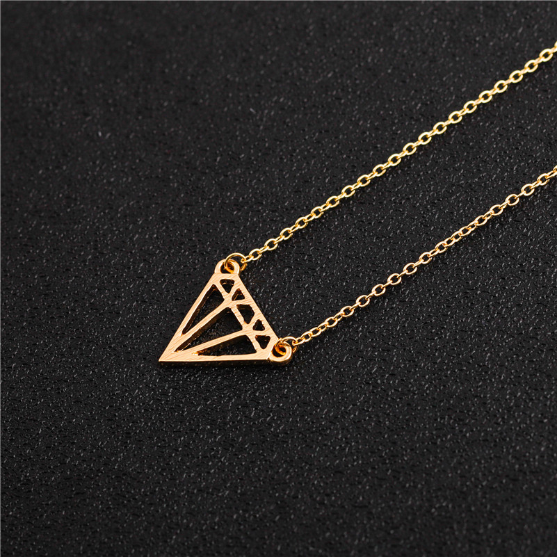 30PCS Cut Open Flat Line Subulate Triangles Diamond Necklace Minimalist Simple Geometric Polygon Hexagon Layering Rhombus Cone Necklaces