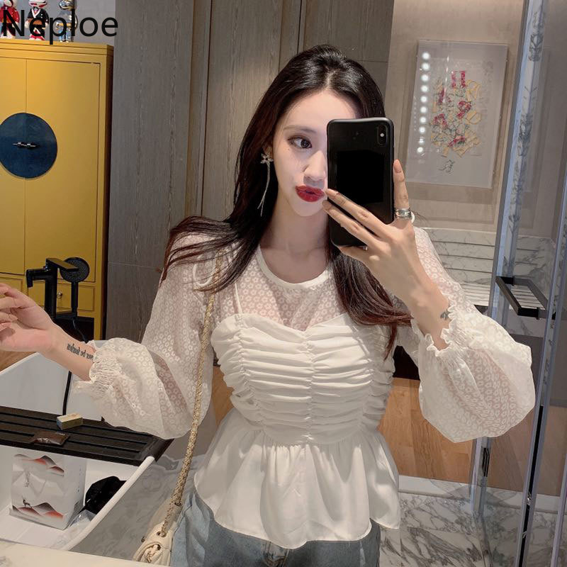 Neploe Embroidery White Shirt Women Solid O Neck Full Sleeve Female Blouse Spring 2020 Sexy Strapless Ladies Camis 49826, Black
Neploe Embroidery White Shirt Women Solid O Neck Full Sleeve Female Blouse Spring 2020 Sexy Strapless Ladies Camis 49826, Black