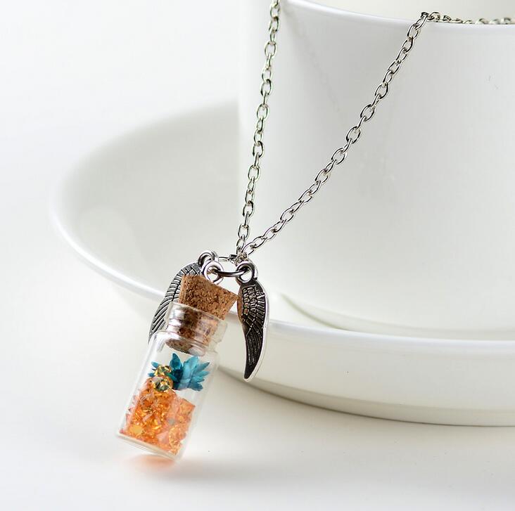 Original handmade DIY female alloy wings wishing bottle pendant jewelry wholesale DJN284 mix order Pendant Necklaces jewelry