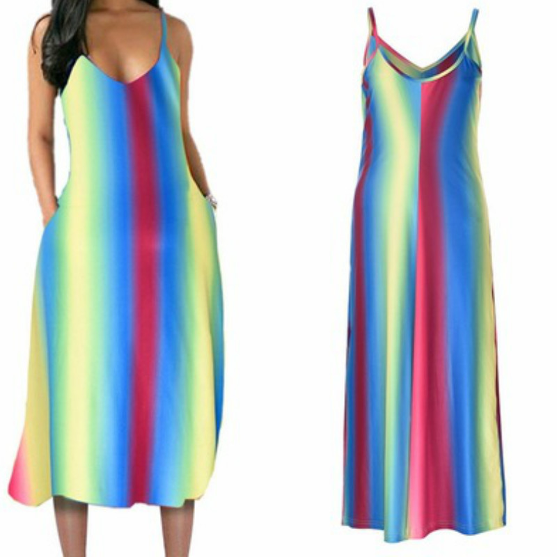 Womens Designer Dresses Summer Gradient Camisole Dress Lady New Sleeveless Dress Ladys Hit Color Casual Long Skirt Brand Clothes 2020, As pic
Womens Designer Dresses Summer Gradient Camisole Dress Lady New Sleeveless Dress Ladys Hit Color Casual Long Skirt Brand Clothes 2020, As pic