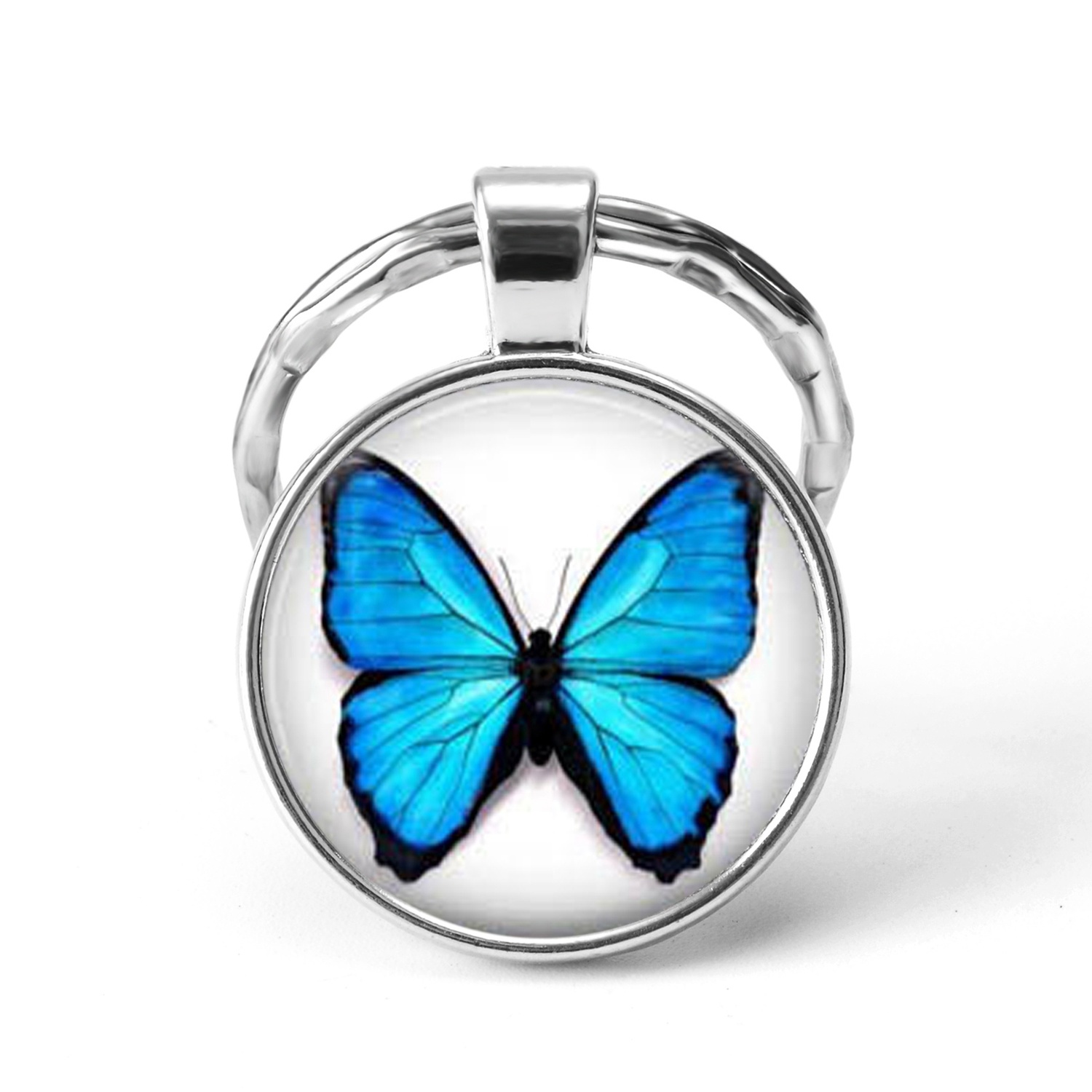 Blue Butterfly Pendant Silver Keychain Glass Cabochon Jewelry Cute Cat Claw Key Chain Ring Students Fashion Gift
Blue Butterfly Pendant Silver Keychain Glass Cabochon Jewelry Cute Cat Claw Key Chain Ring Students Fashion Gift